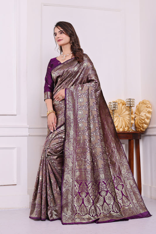 Chandrika Wine Banarasi Silk Saree
