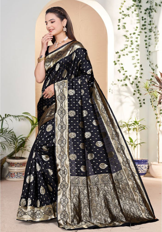 Yashika Black Banarasi Silk Saree