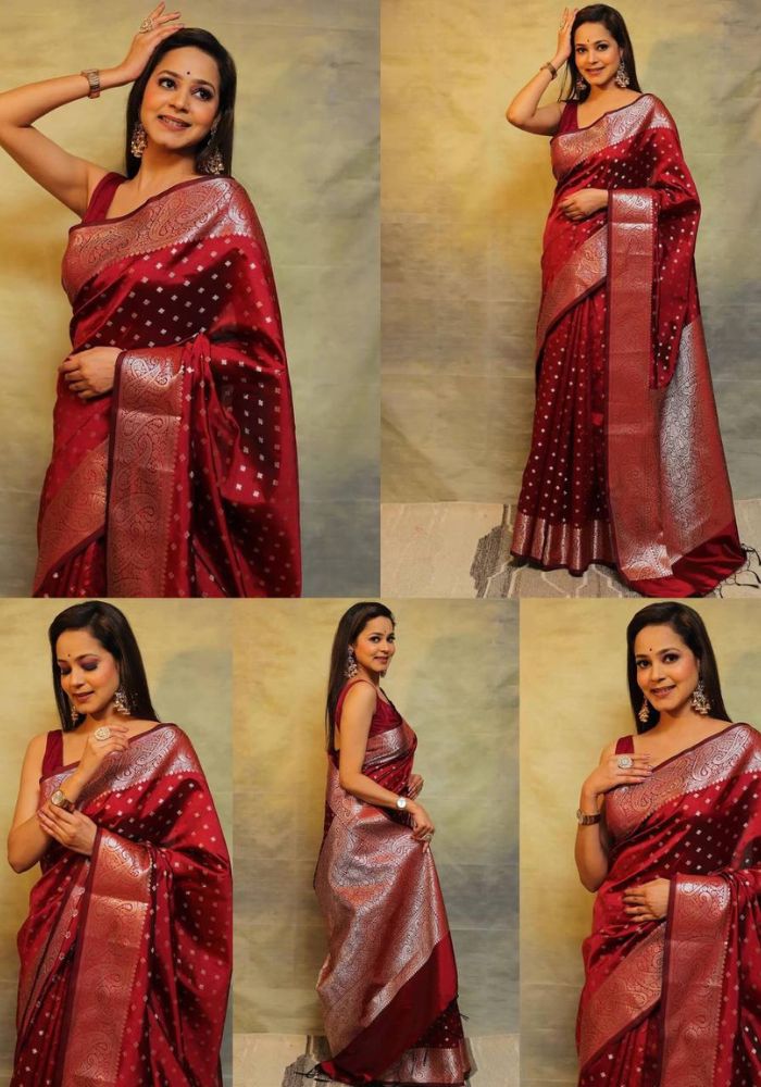 Suhani Maroon Banarasi Silk Saree
