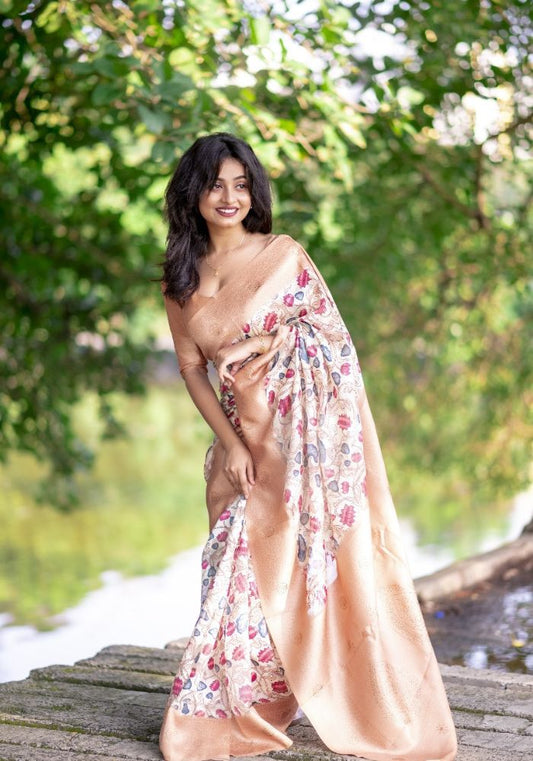 Shreya Peach Silk Saree