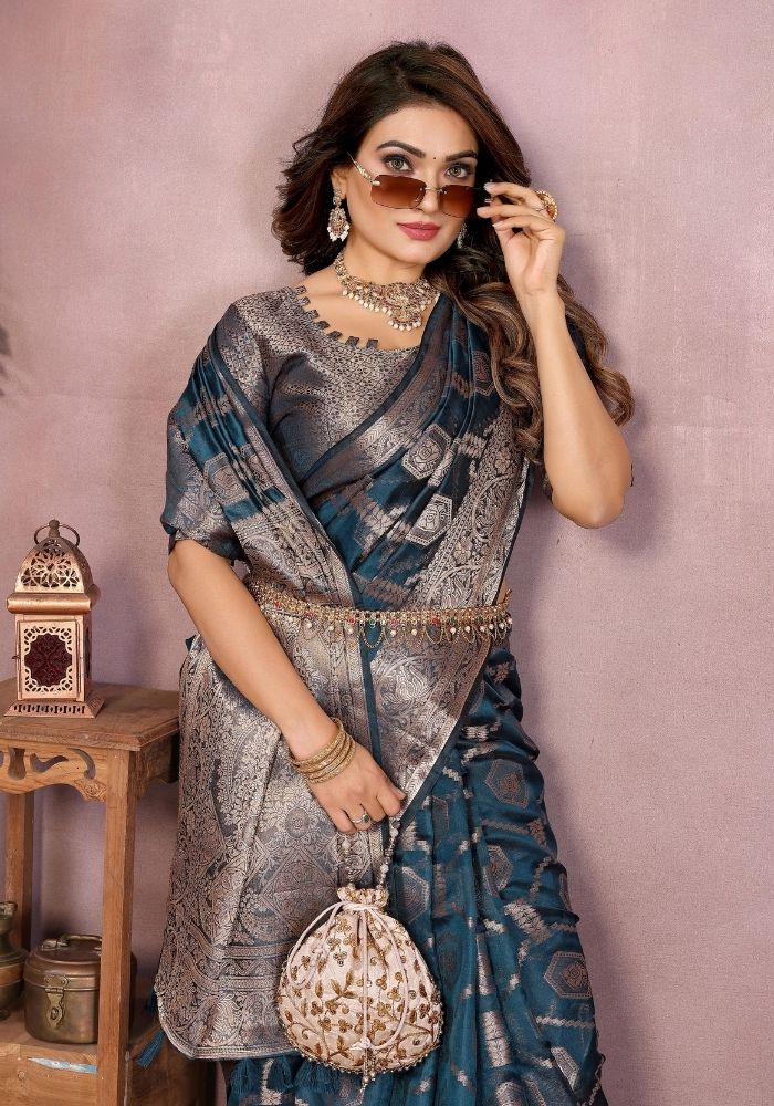 Sandhya Morepeach Organza Silk Saree