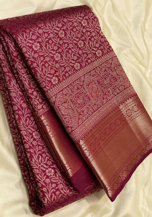 Bindu Banarasi Silk Maroon Saree