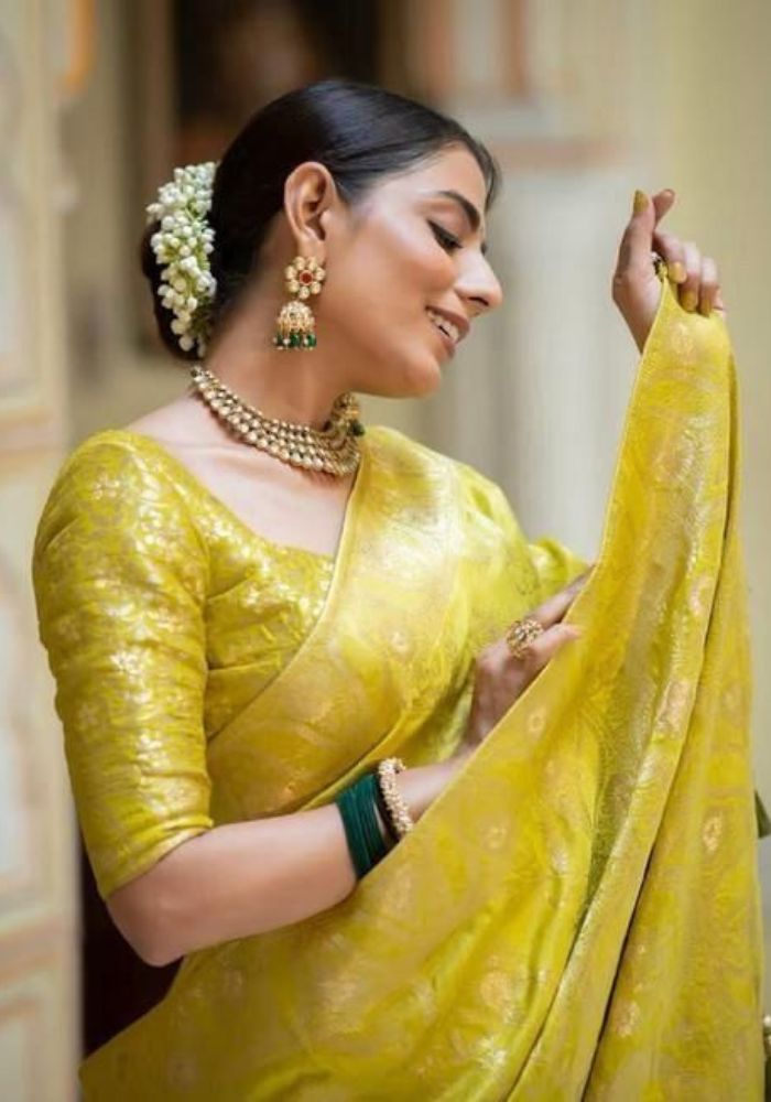 Anarkali Gold banarasi silk saree