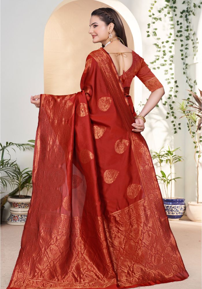 Yamika Red Banarasi Silk Saree