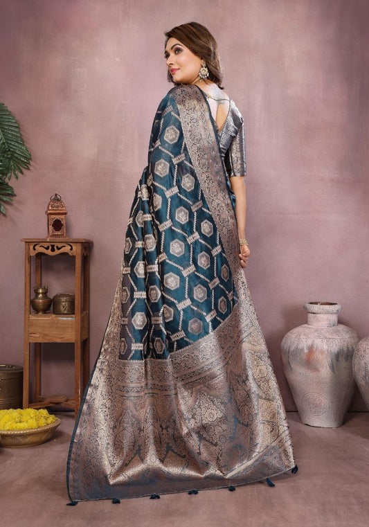 Sandhya Morepeach Organza Silk Saree