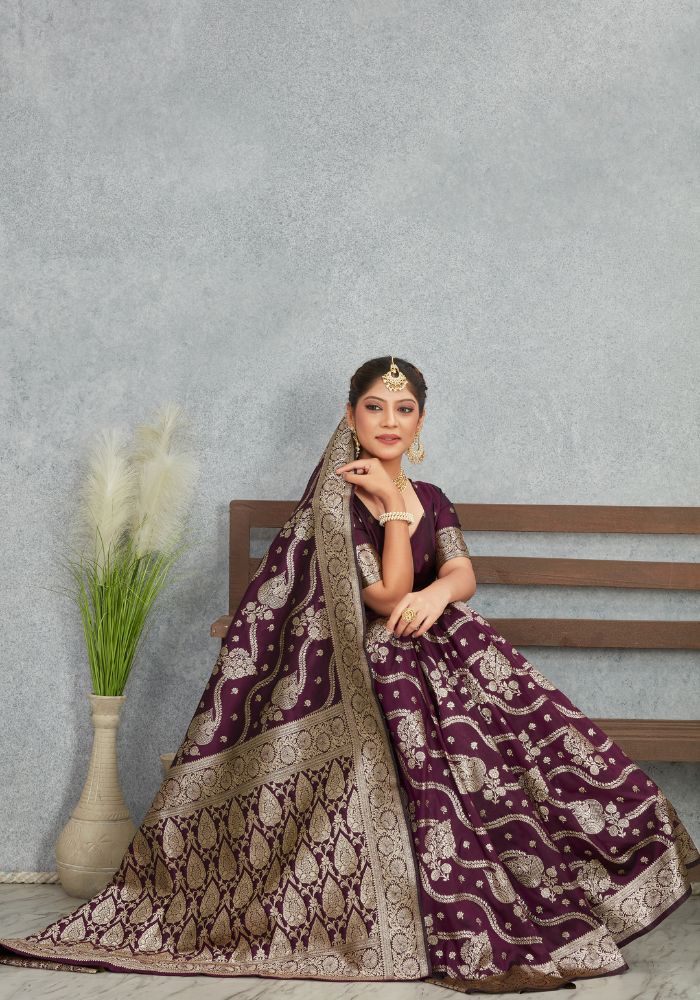 Sita Wine Banarasi Soft Silk Saree