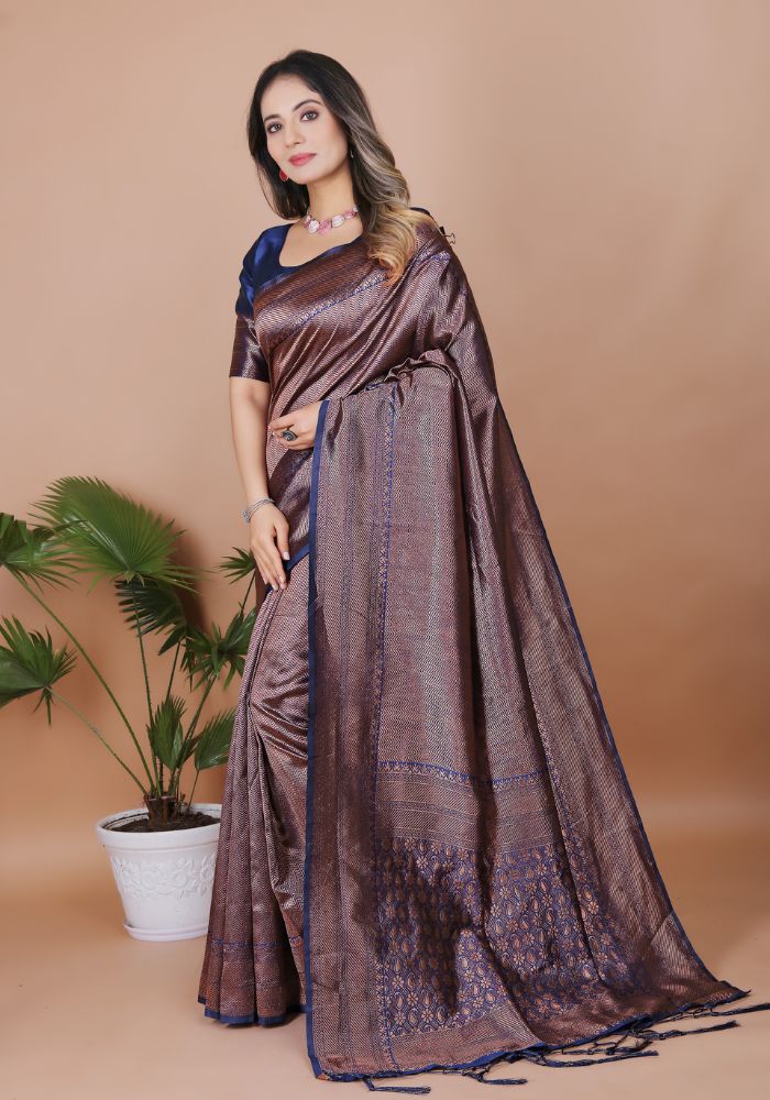 Aarohi N.Blue Banarasi Silk Saree