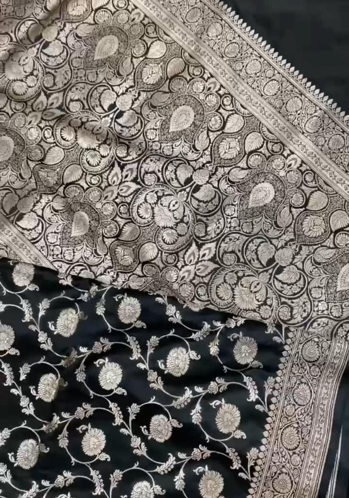 Black Banarasi Katan Silk Saree