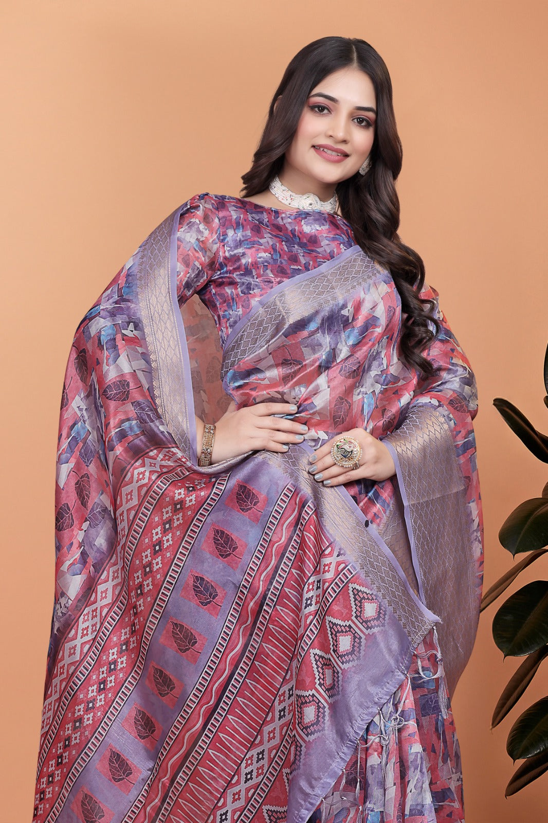 Amaya Lavender Digital Silk saree