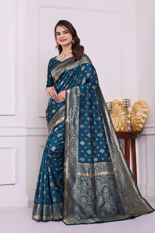 Rudrani Morepeach Banarasi silk saree
