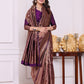 Aarohi Wine Banarasi Silk Saree