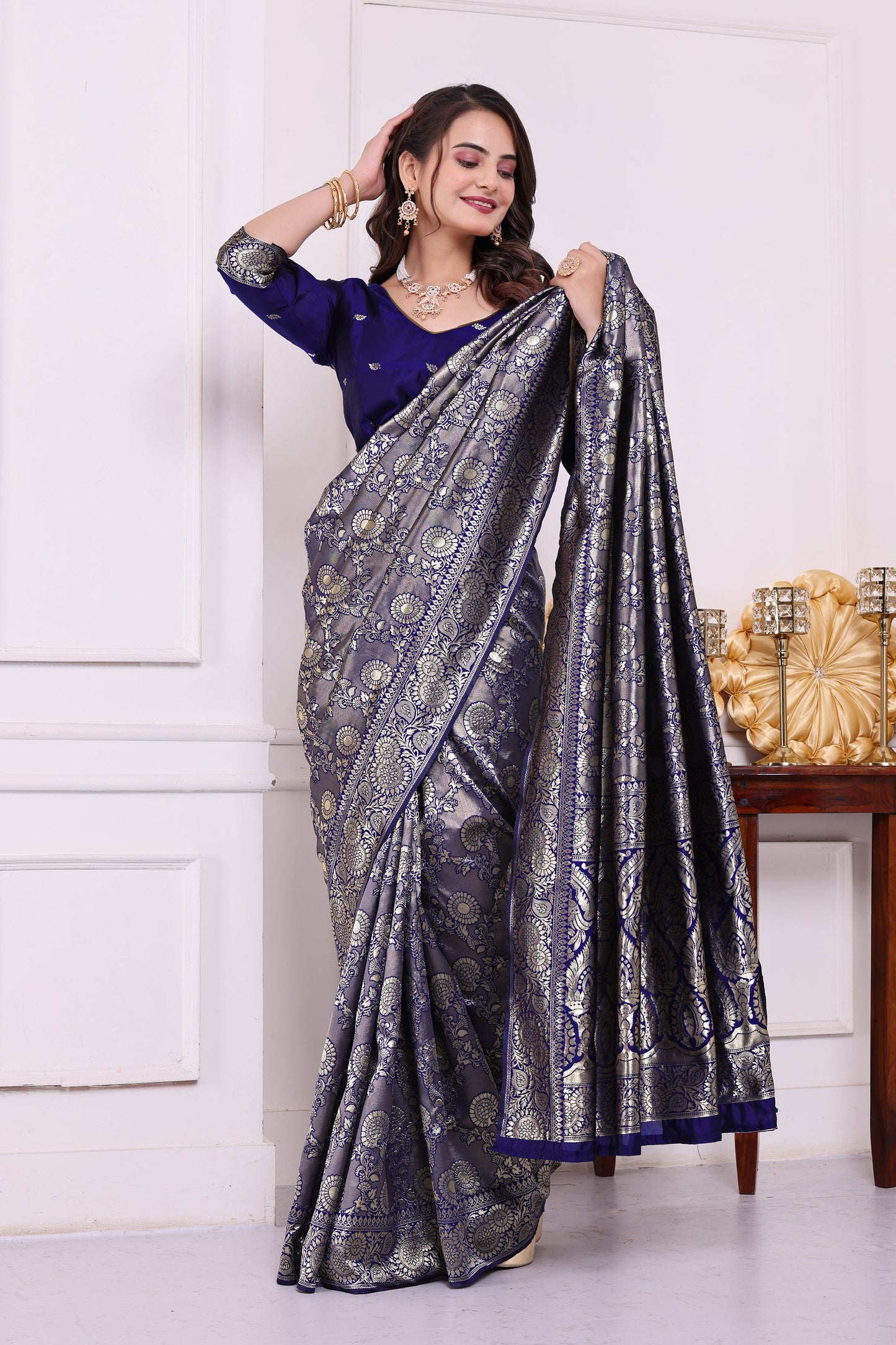 Chandrika N.blue Banarasi Silk Saree