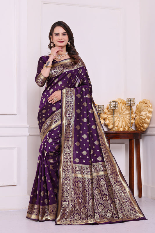 Rudrani Wine Banarasi silk saree