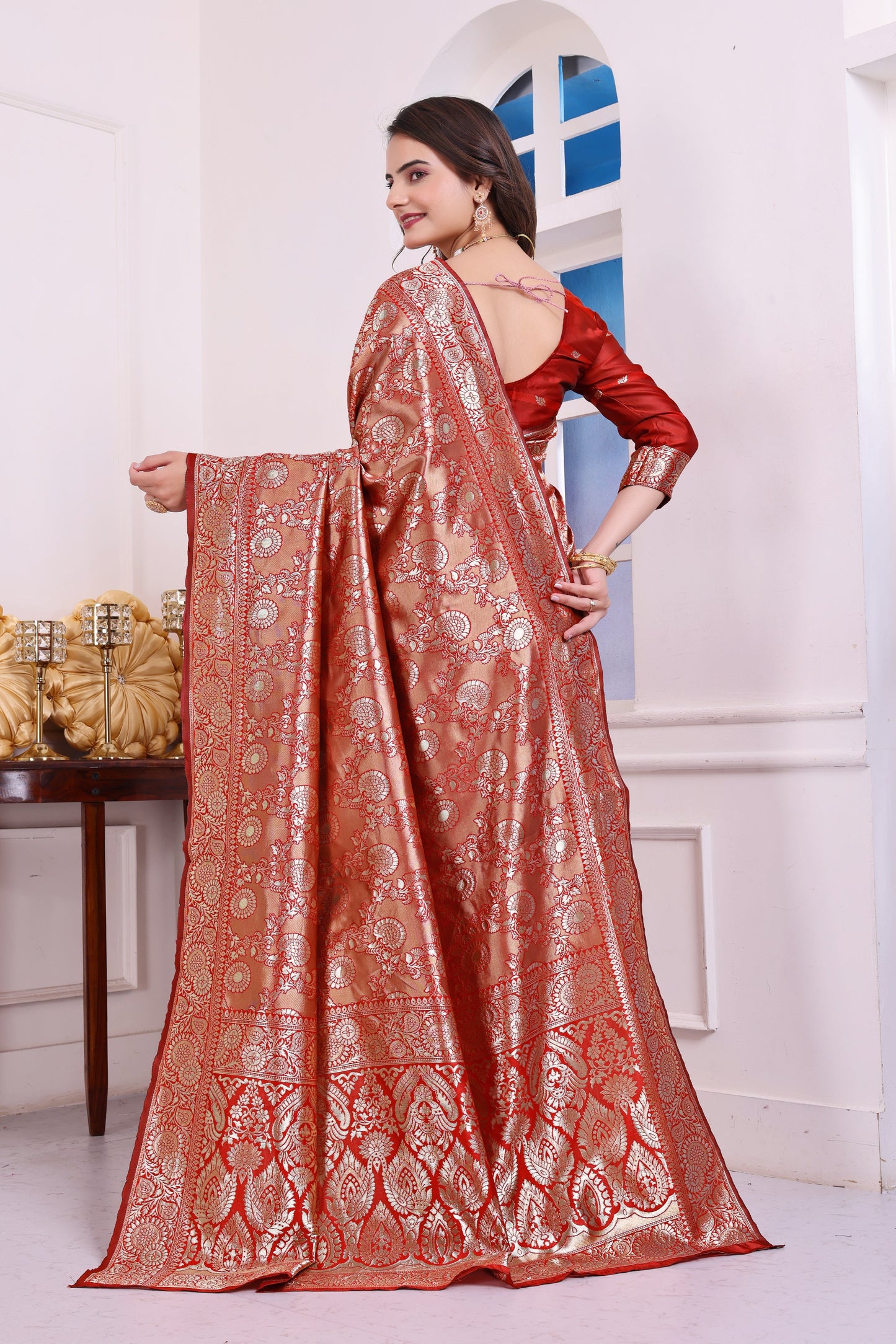Chandrika Red Banarasi Silk Saree