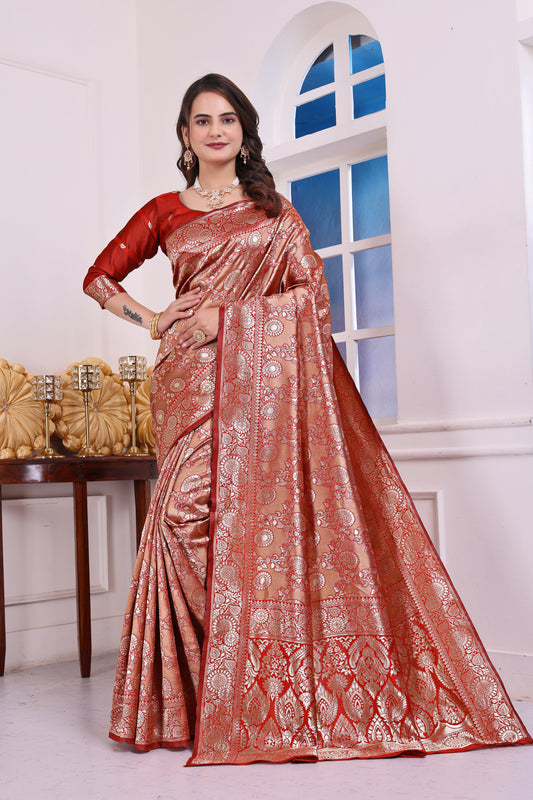 Chandrika Red Banarasi Silk Saree