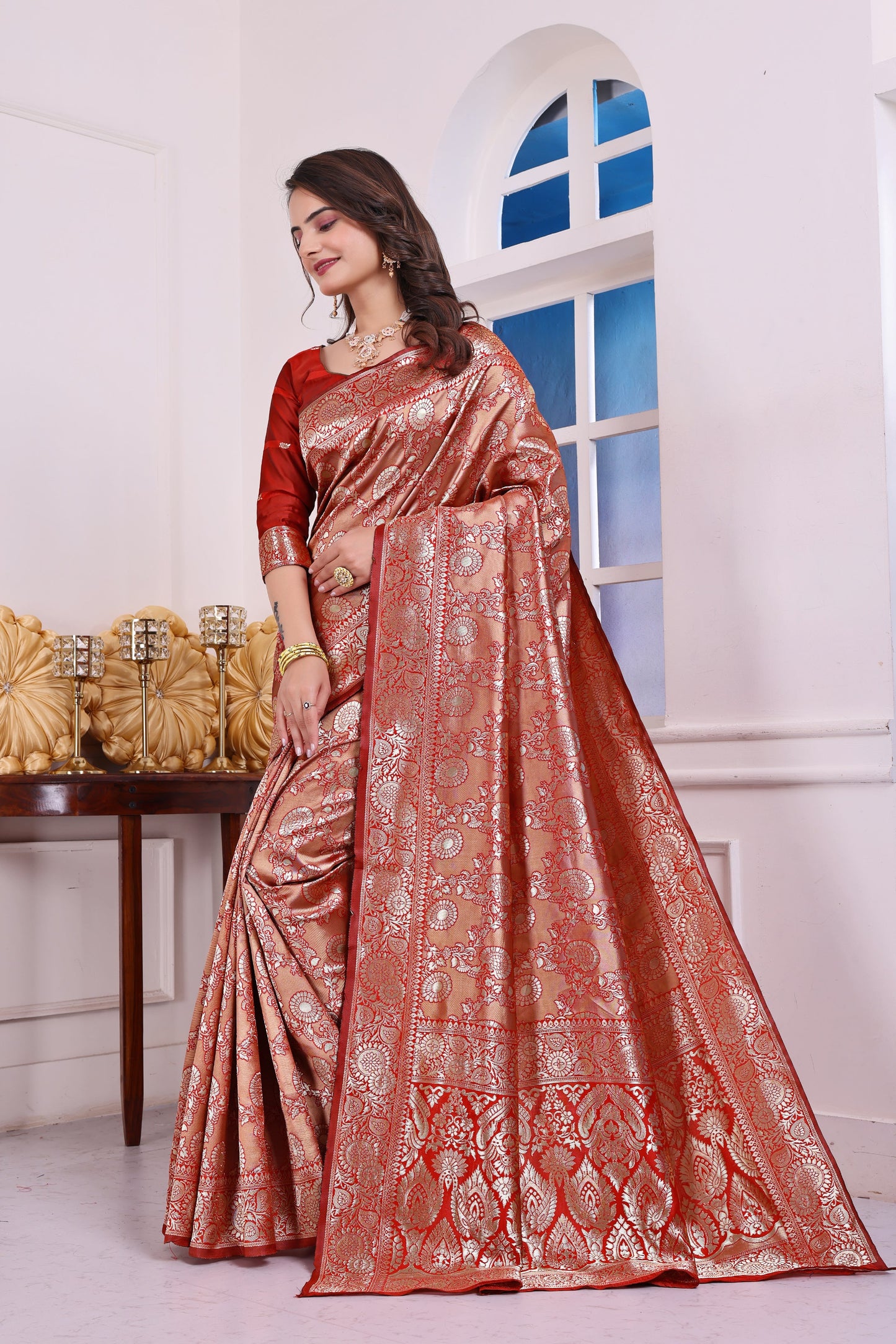 Chandrika Red Banarasi Silk Saree