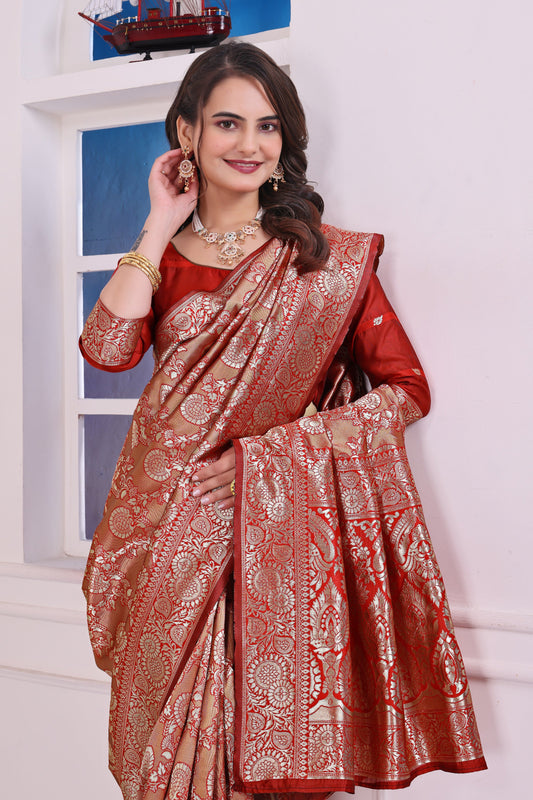 Chandrika Red Banarasi Silk Saree