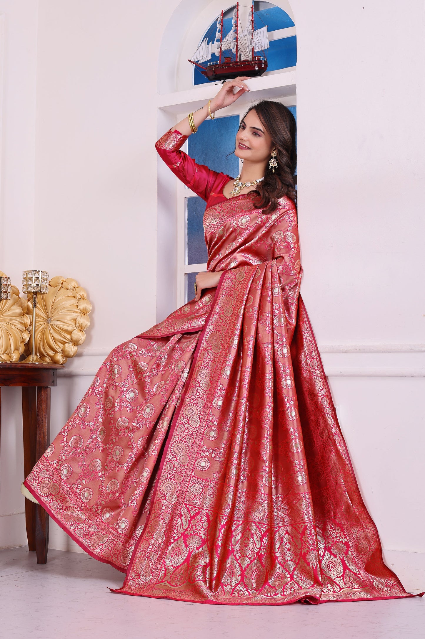 Chandrika Gajari Banarasi Silk Saree