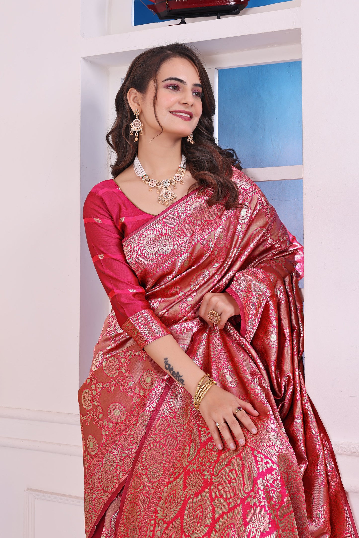 Chandrika Gajari Banarasi Silk Saree