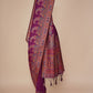 Glamorous Wine Pashmina Saree With Artistic Minakari Work