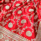 Ruhika – Scarlet Red Banarasi Soft Silk Saree with Traditional Zari Weaving