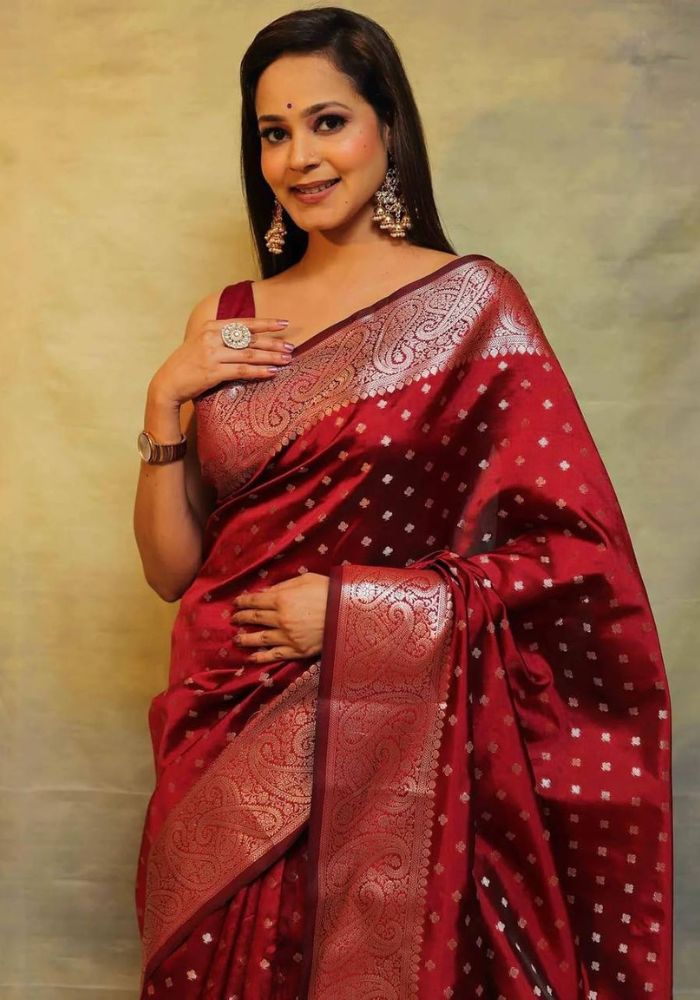 Suhani Maroon Banarasi Silk Saree