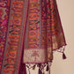 Rajlakshmi- Wine Pashmina Saree With Innovative Blouse Piece