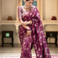 Anarkali Wine banarasi silk saree