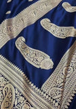 Aastha – Navy Blue Banarasi Soft Silk Saree with Antique Paisley Zari Work