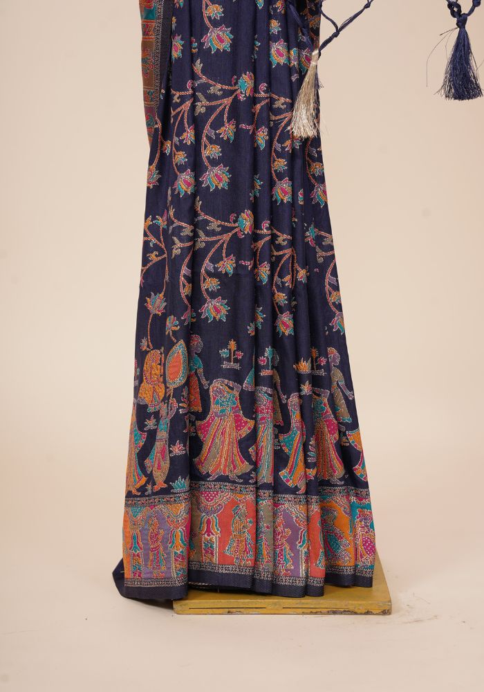 Tanirika – N.blue Naylon Sillk Saree with Vibrant Minakari Detailing