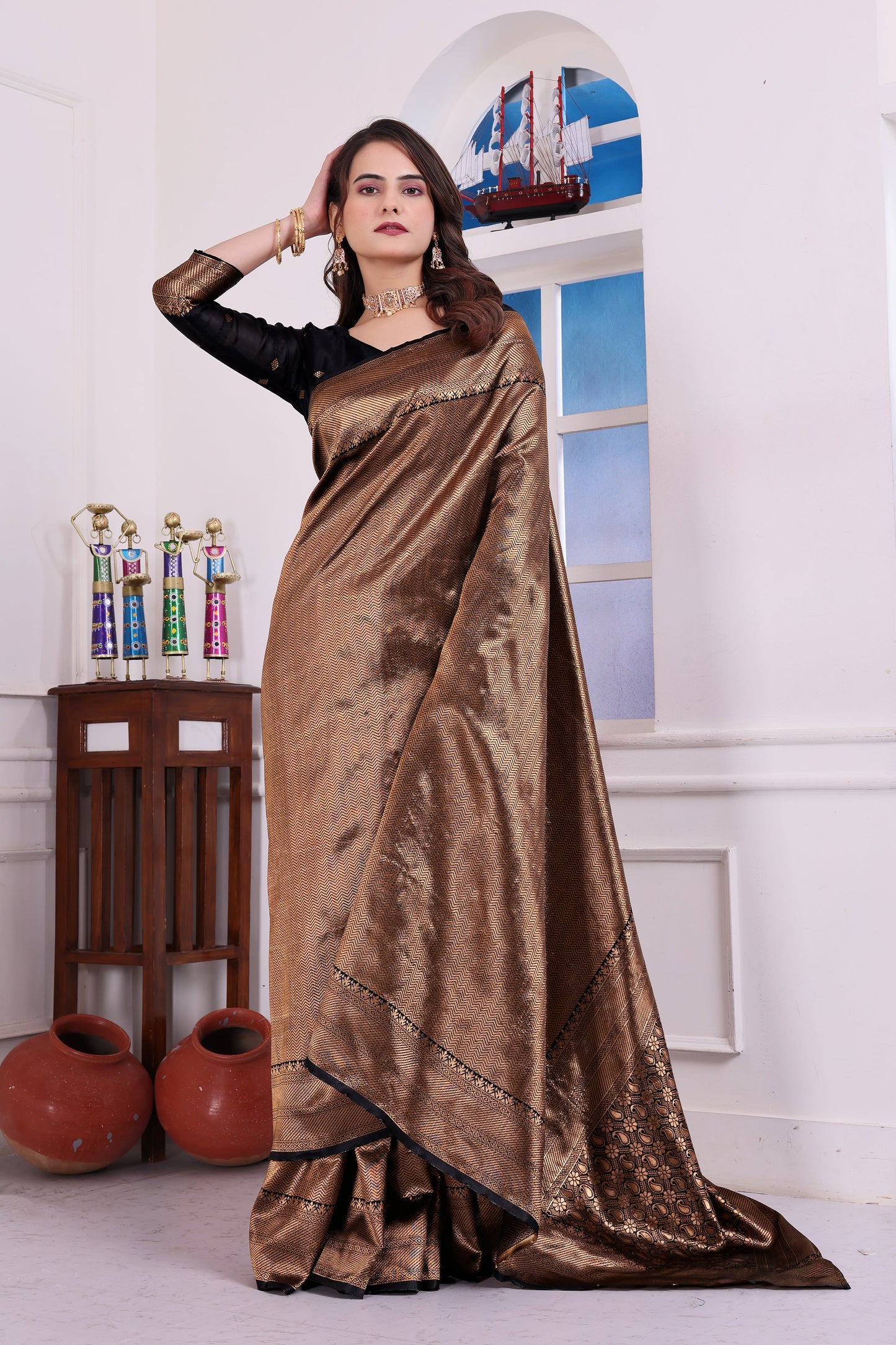 Aarohi Black Banarasi Silk Saree