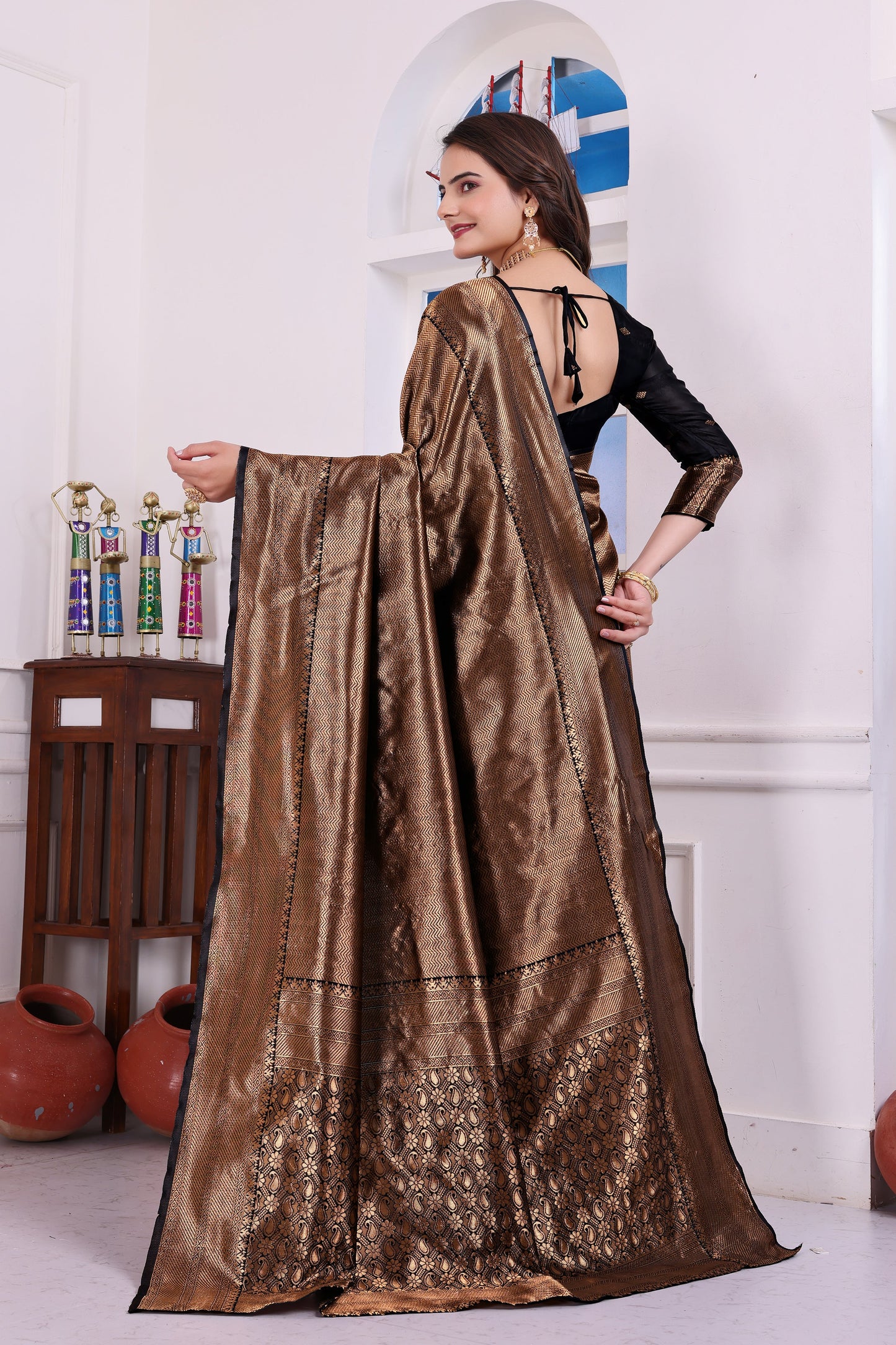 Aarohi Black Banarasi Silk Saree