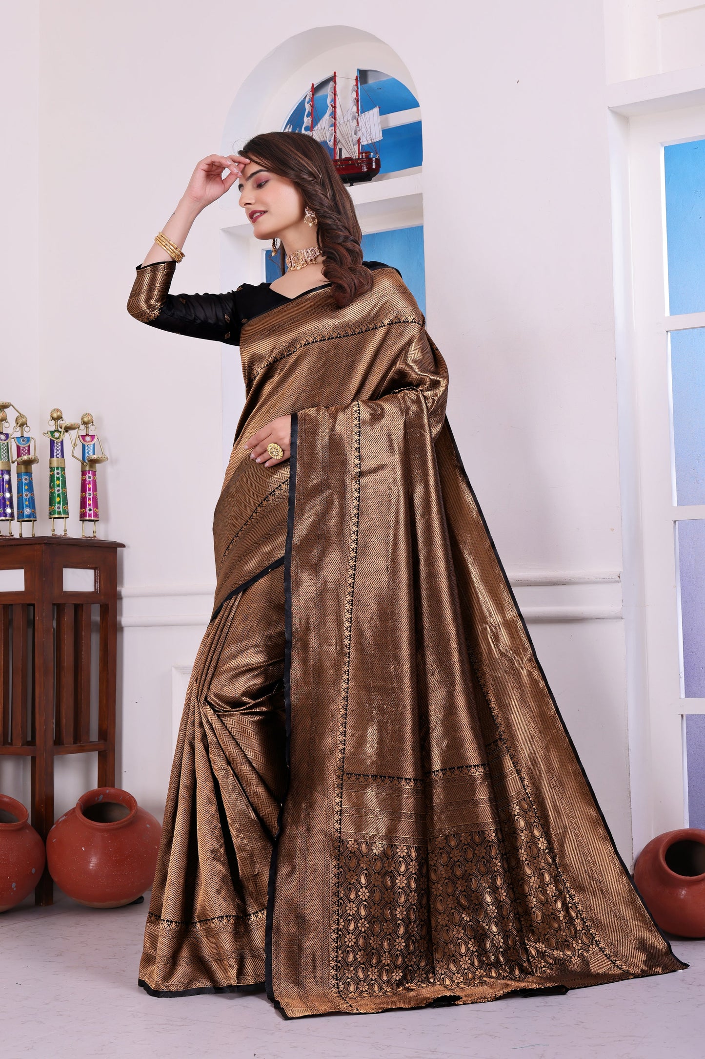 Aarohi Black Banarasi Silk Saree