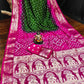 Ziyana Rani Green Bandhej Silk Saree