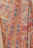 Glamorous Beige Pashmina Saree With Artistic Minakari Work