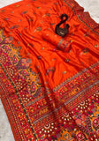 Incredible Orange Pashmina Saree With Arresting Blouse Piece