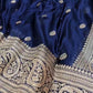 Aastha – Navy Blue Banarasi Soft Silk Saree with Antique Paisley Zari Work