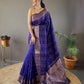 Elegantly R.Blue Color Woven Silk Saree with Silver, Copper, and Antique Detailing