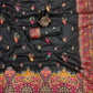Entrancing Black Pashmina Saree With Panoply Blouse Piece