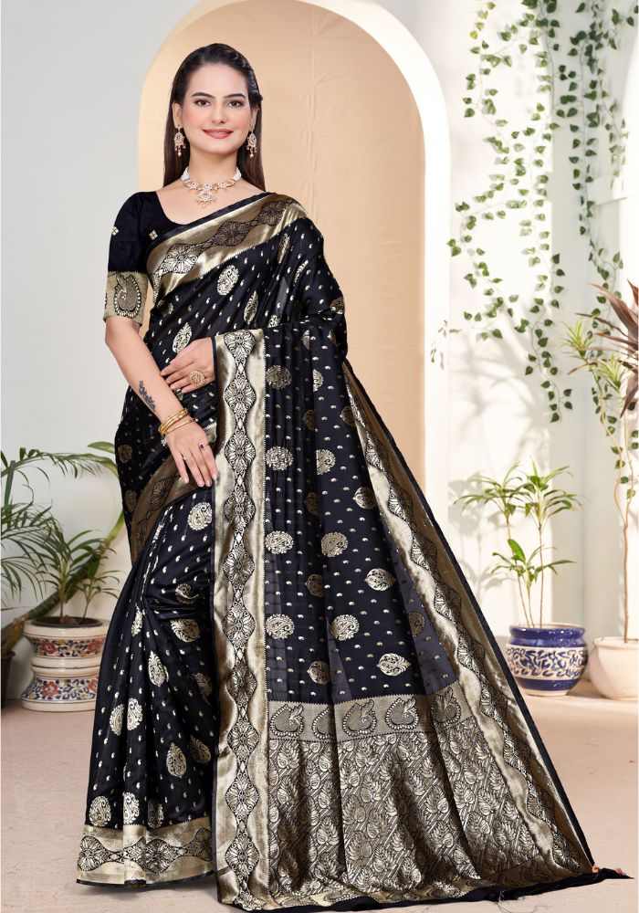Yashika Black Banarasi Silk Saree