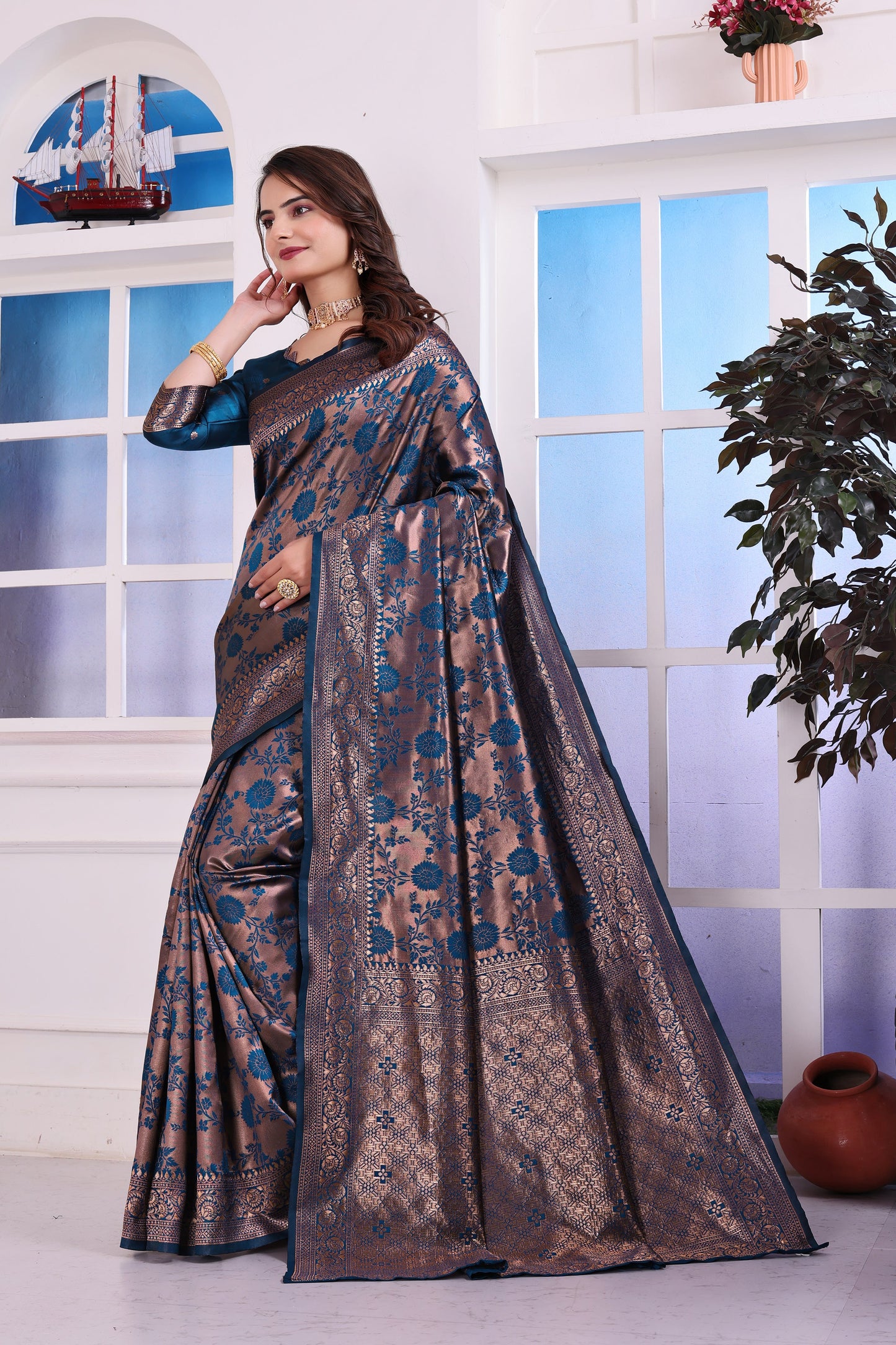 Antara N.blue Banarasi Silk Saree