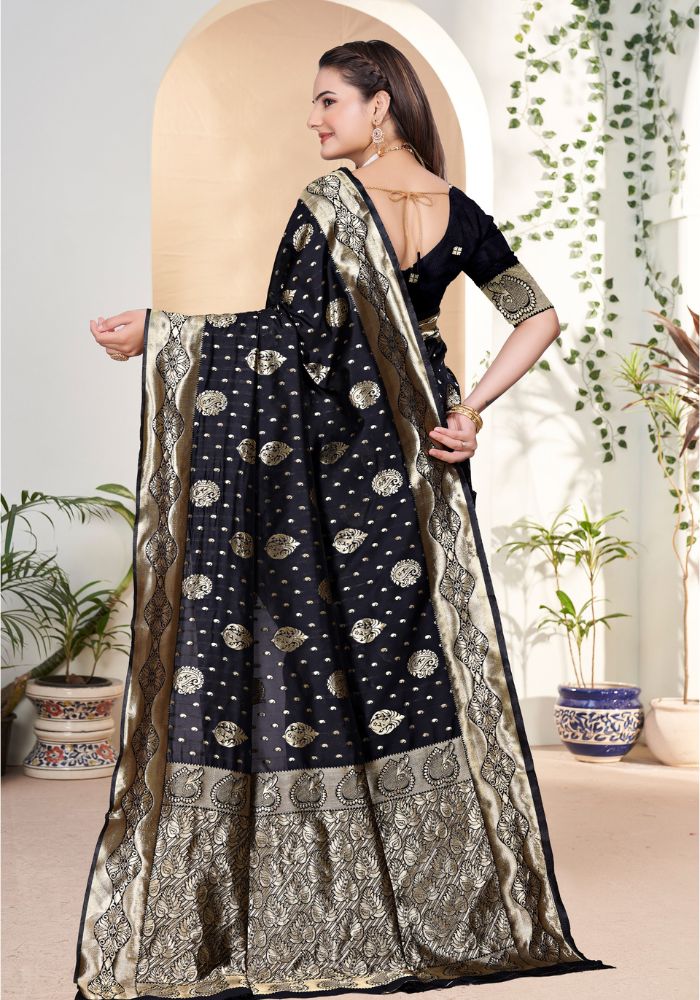 Yashika Black Banarasi Silk Saree