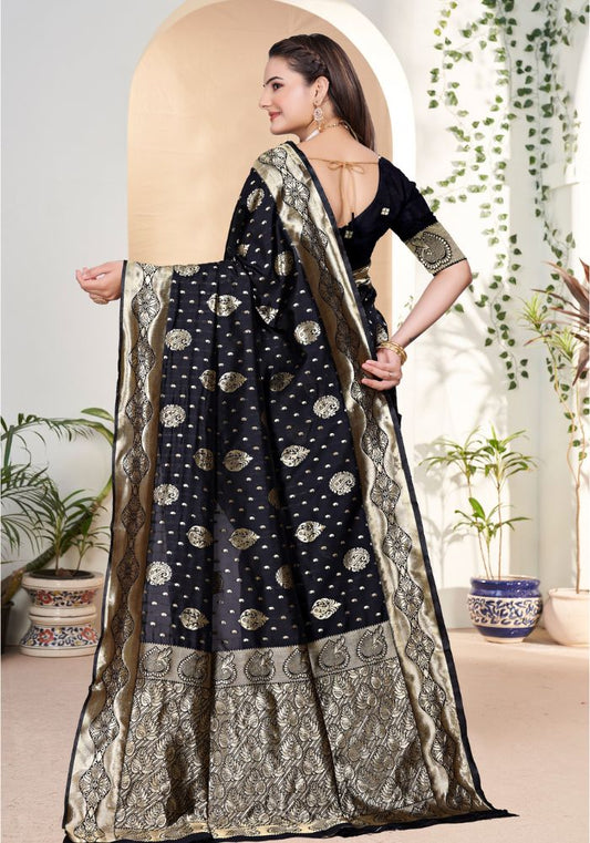 Yashika Black Banarasi Silk Saree