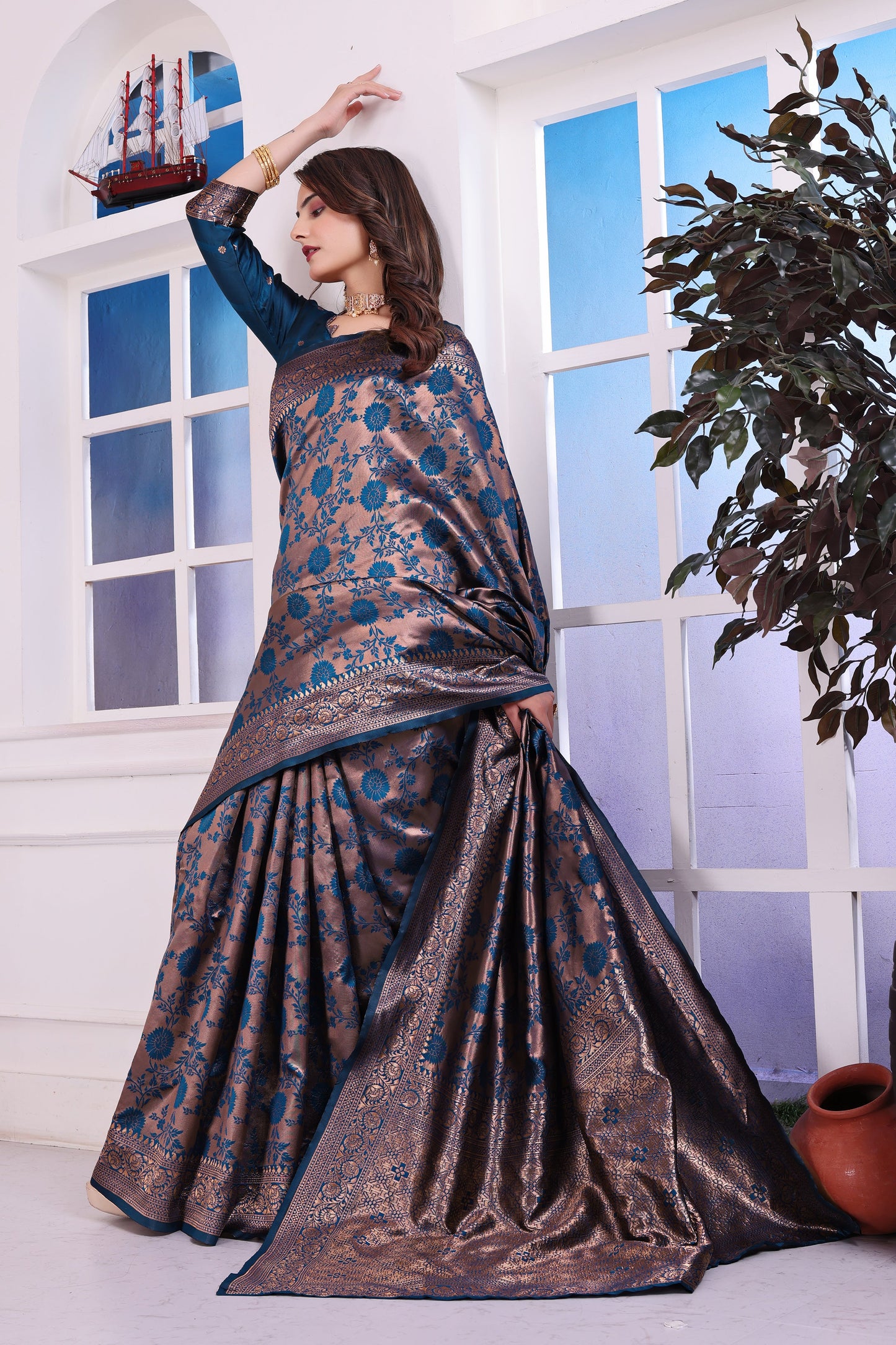 Antara N.blue Banarasi Silk Saree
