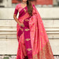 Ruvika –Banarasi Soft Silk Saree in Rani with Ornamental Border