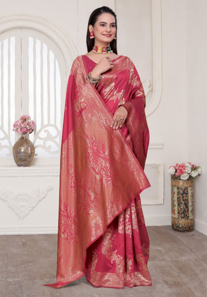 Aura Gajari Banarasi Silk Saree