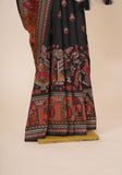 Rajlakshmi- Black Pashmina Saree With Innovative Blouse Piece