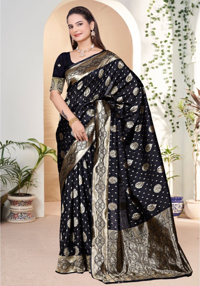 Yashika Black Banarasi Silk Saree