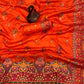 Incredible Orange Pashmina Saree With Arresting Blouse Piece