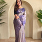 Amara – Lavender Banarasi Soft Silk Saree with Floral Weave